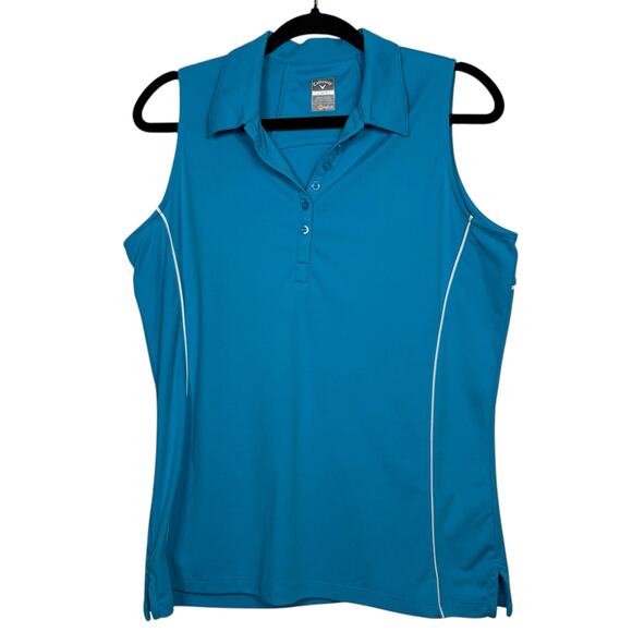 Callaway Tops - Callaway carribean blue sleeveless golf polo for women Size Large